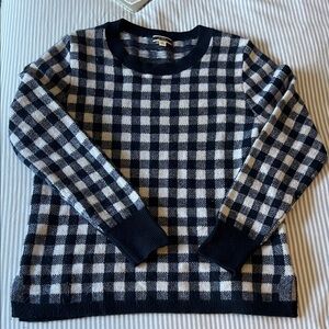 Gingham J.Crew Navy and White Sweater